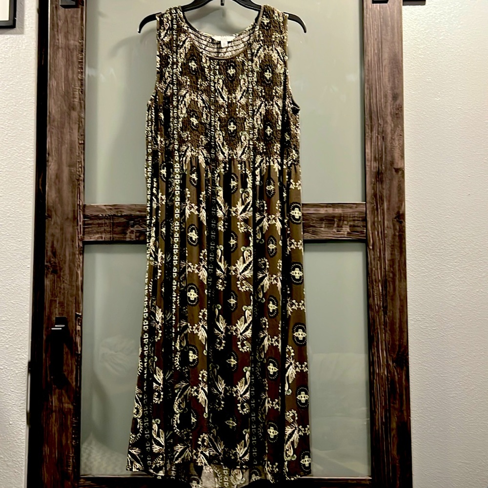 Croft & Barrow Brown and Cream Midi Dress
